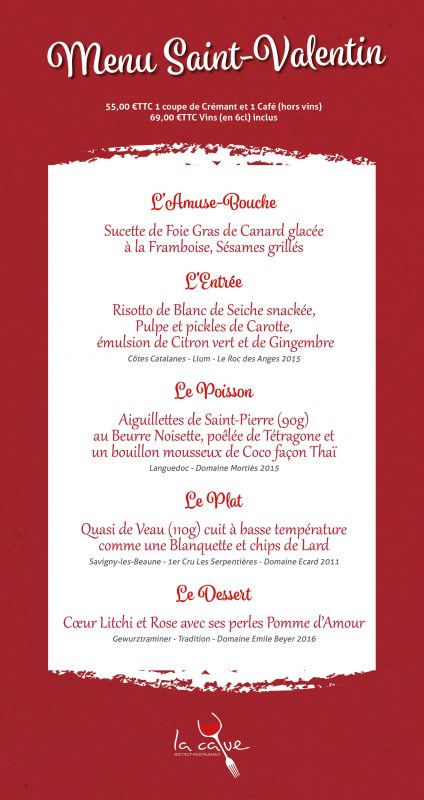 menu saint-valentin 2018